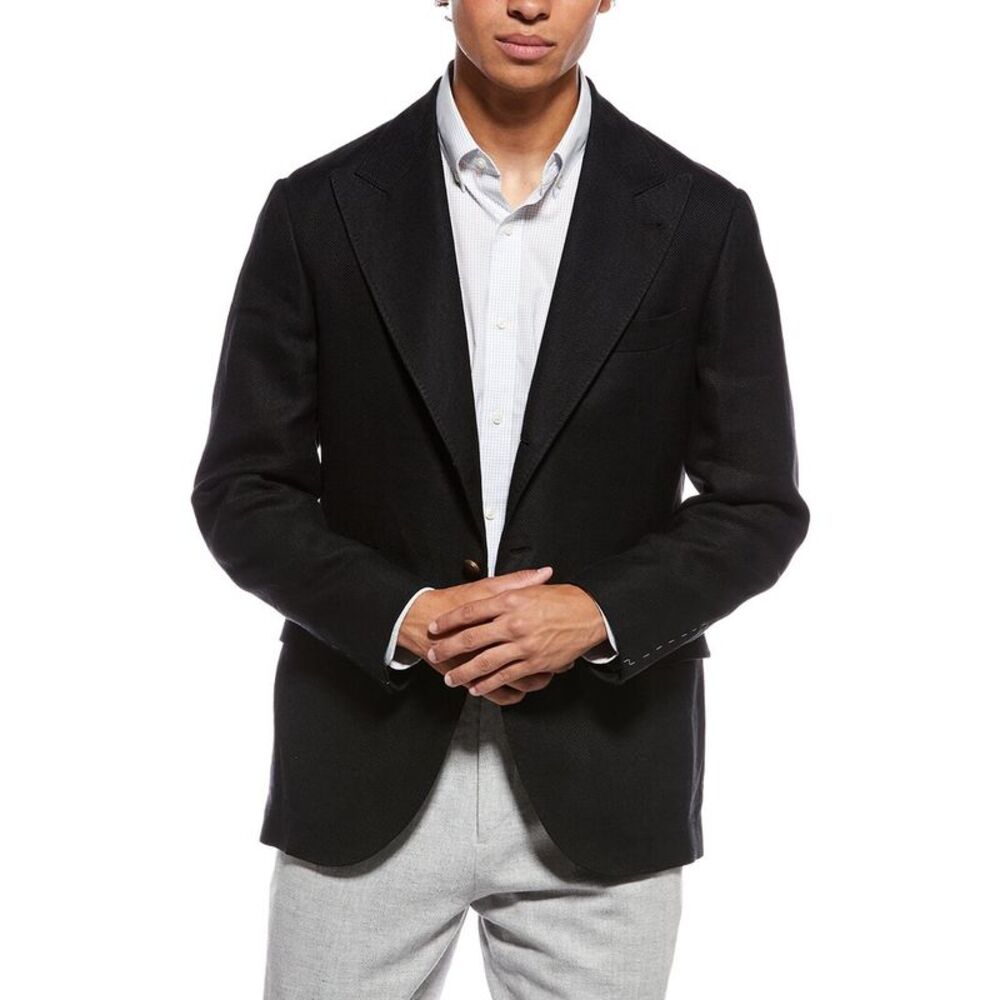 Brunello Cucinelli Mens  Linen & Wool-Blend Blazer, Black